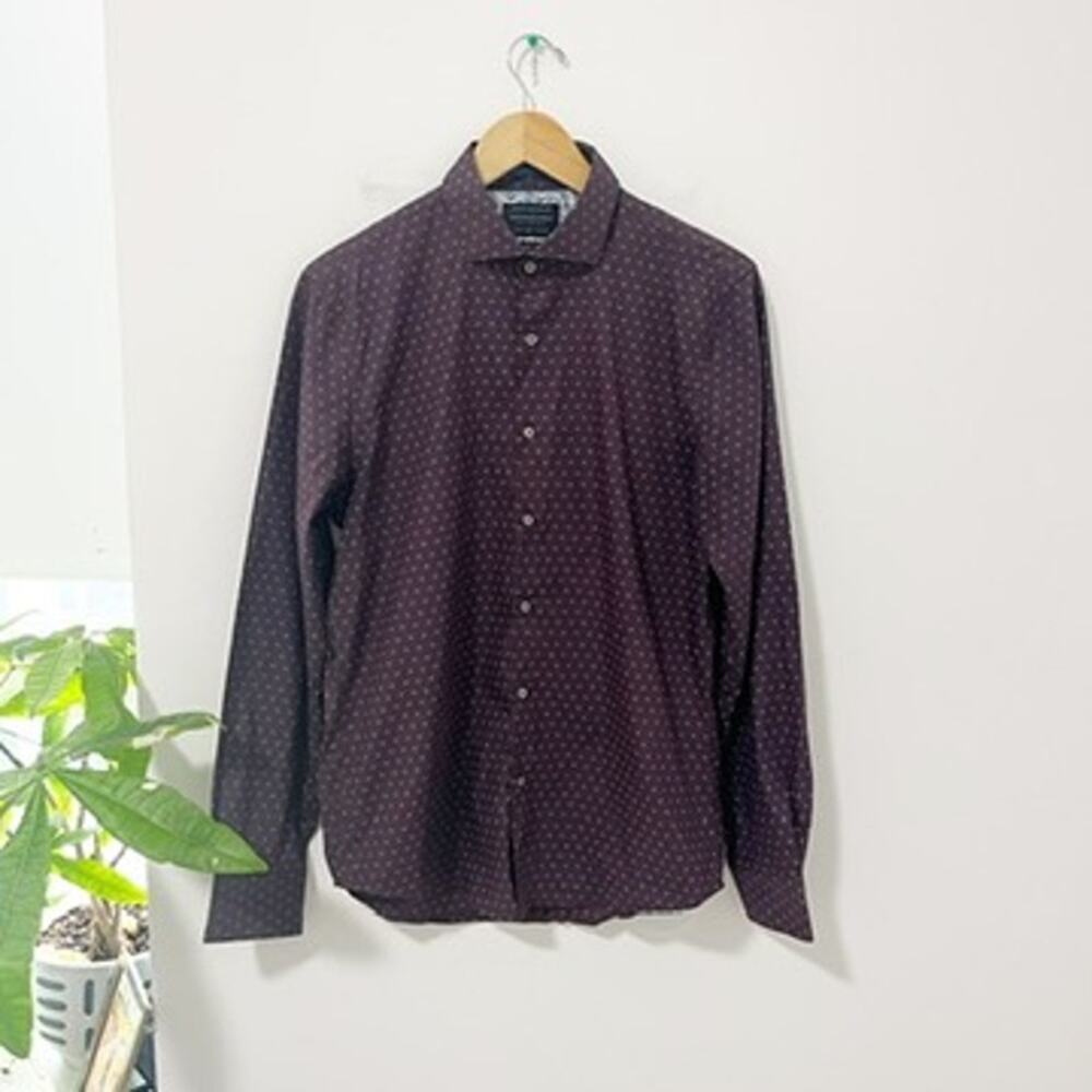 Denim & Flower x Ricky Singh Men's Purple Print Button Up Top Size Small